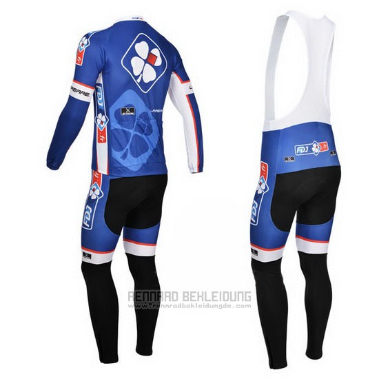 2013 Fahrradbekleidung FDJ Blau Trikot Langarm und Tragerhose - zum Schließen ins Bild klicken